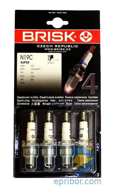 СВЕЧИ N19С 0,7 (А11)` Brisk Super (блистер, комлект-4 шт.) ГАЗ-52, -53 ...